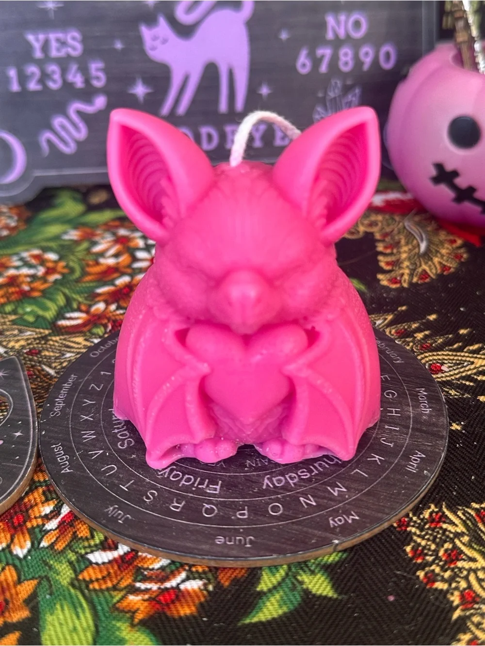 Pink Heart Bat Candle